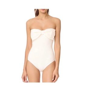 Kate Spade Bow One-Piece Swimsuit Cream XS NWT